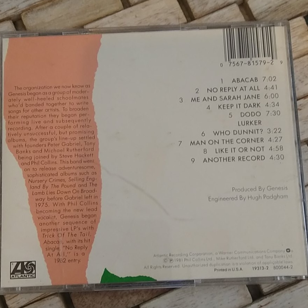 Genesis ABACAB CD - Picture 2 of 3